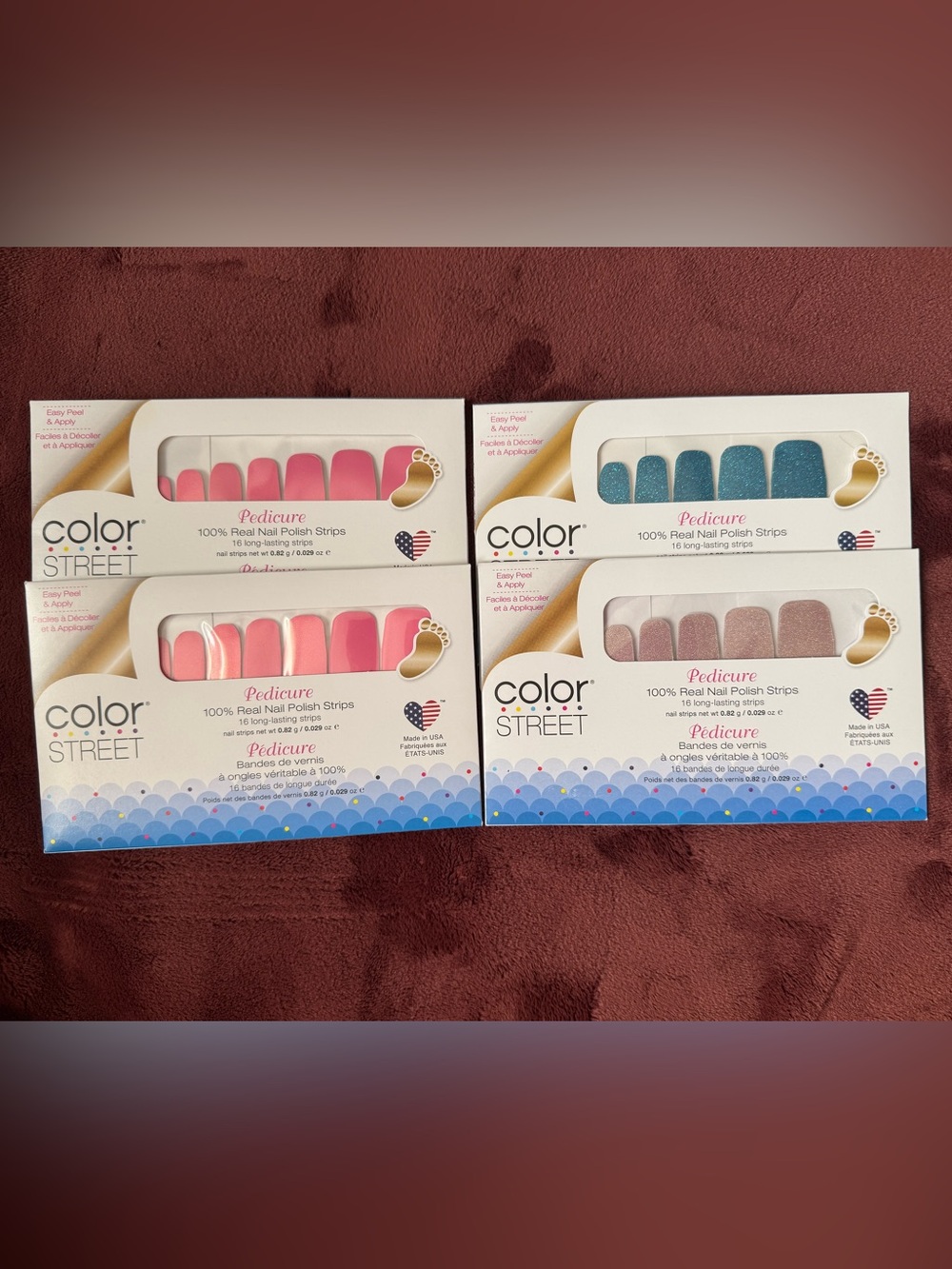 Color Street Pedicure Nail Strips - Moonburst, How Swede It Is, 2-Strawberry Sun